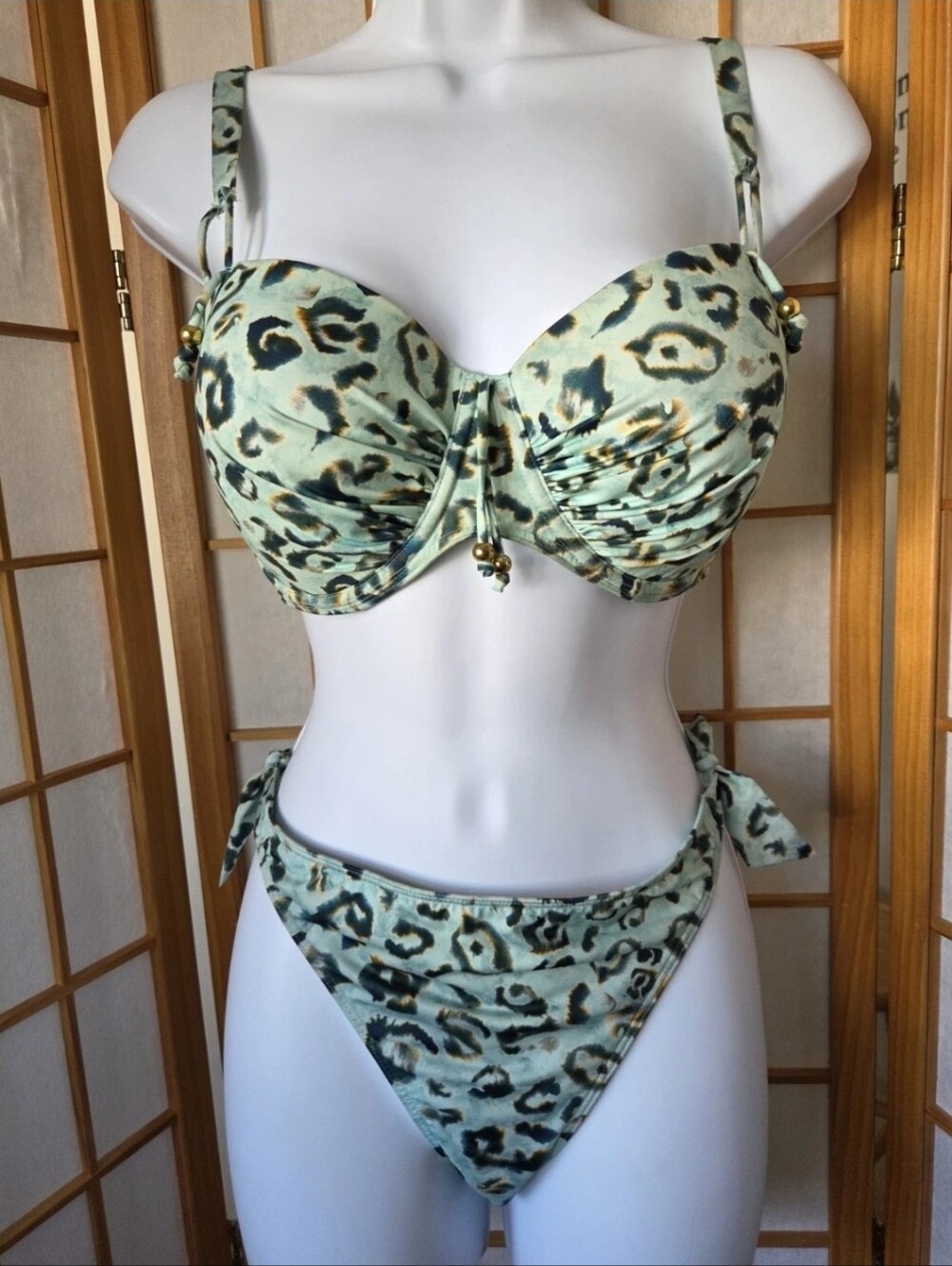 WOMENS PRIMADONA SWIM BELGIUM GREEN PRINT 2 PART BIKINI SWIMMING SUIT SET XL/DD